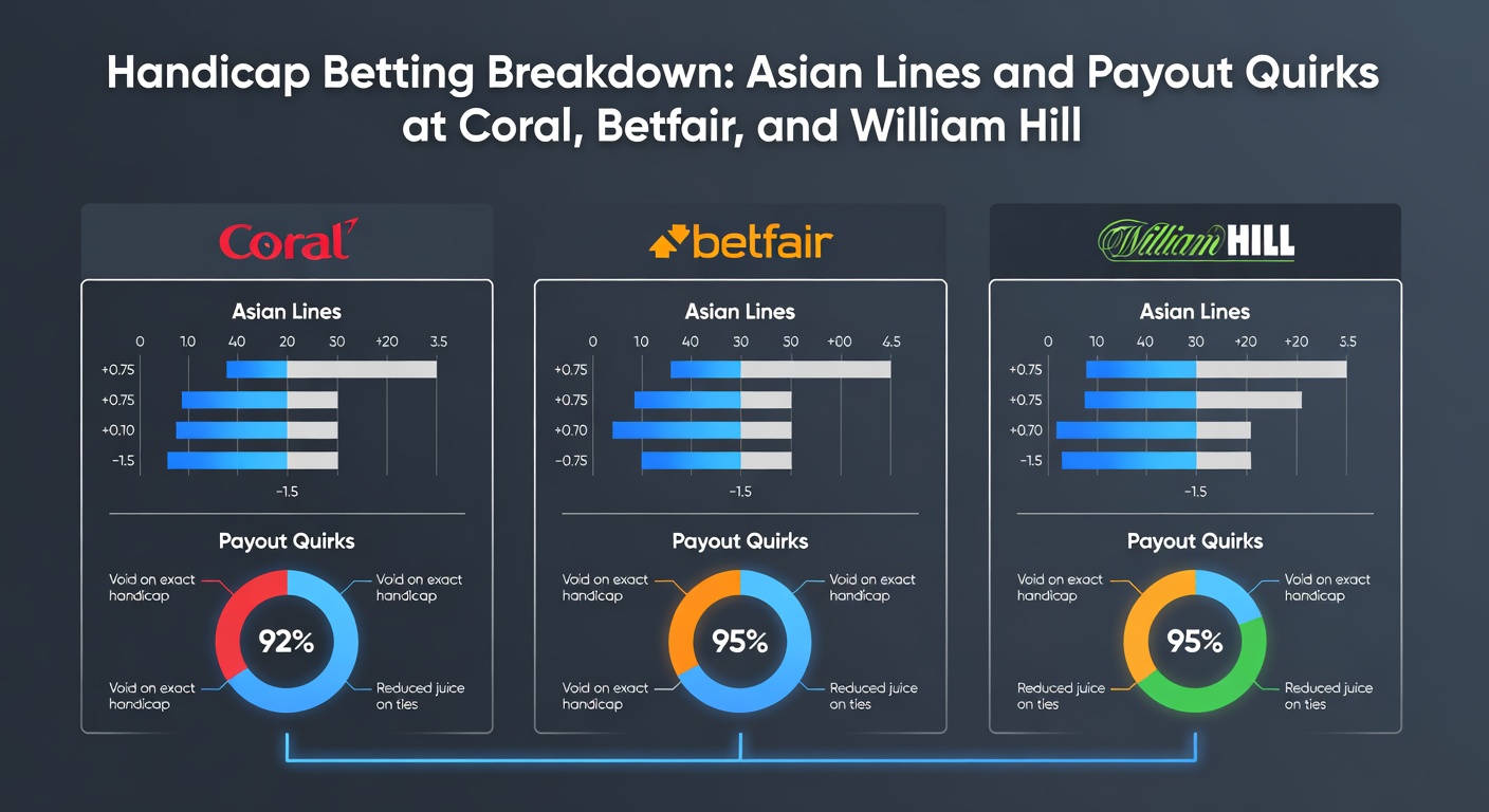 Visual breakdown of Asian handicap betting lines displayed on a sportsbook interface, highlighting quarter lines and settlement outcomes for a soccer match