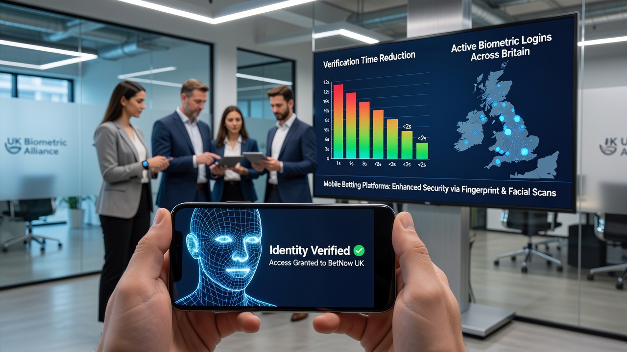 Mobile betting app interface showing facial recognition scan in progress on a smartphone screen