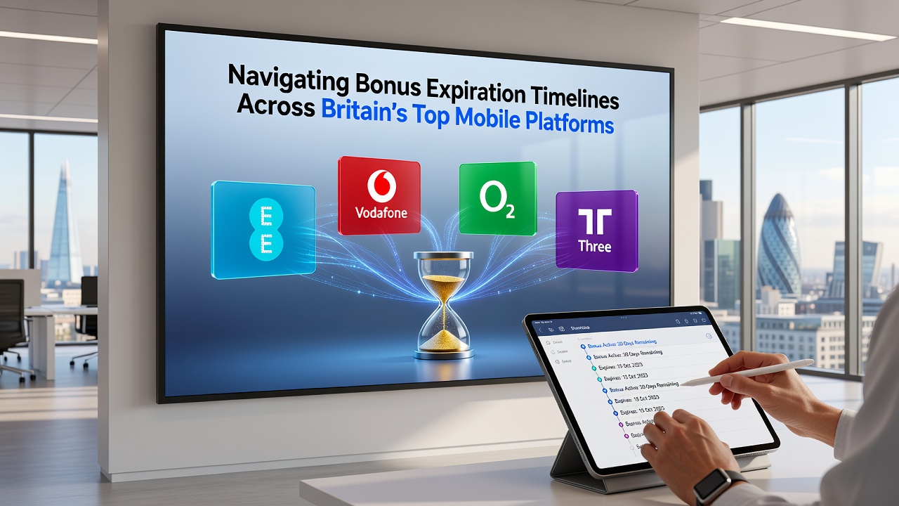 Comparison chart of bonus expiry periods displayed on a tablet next to a betting app