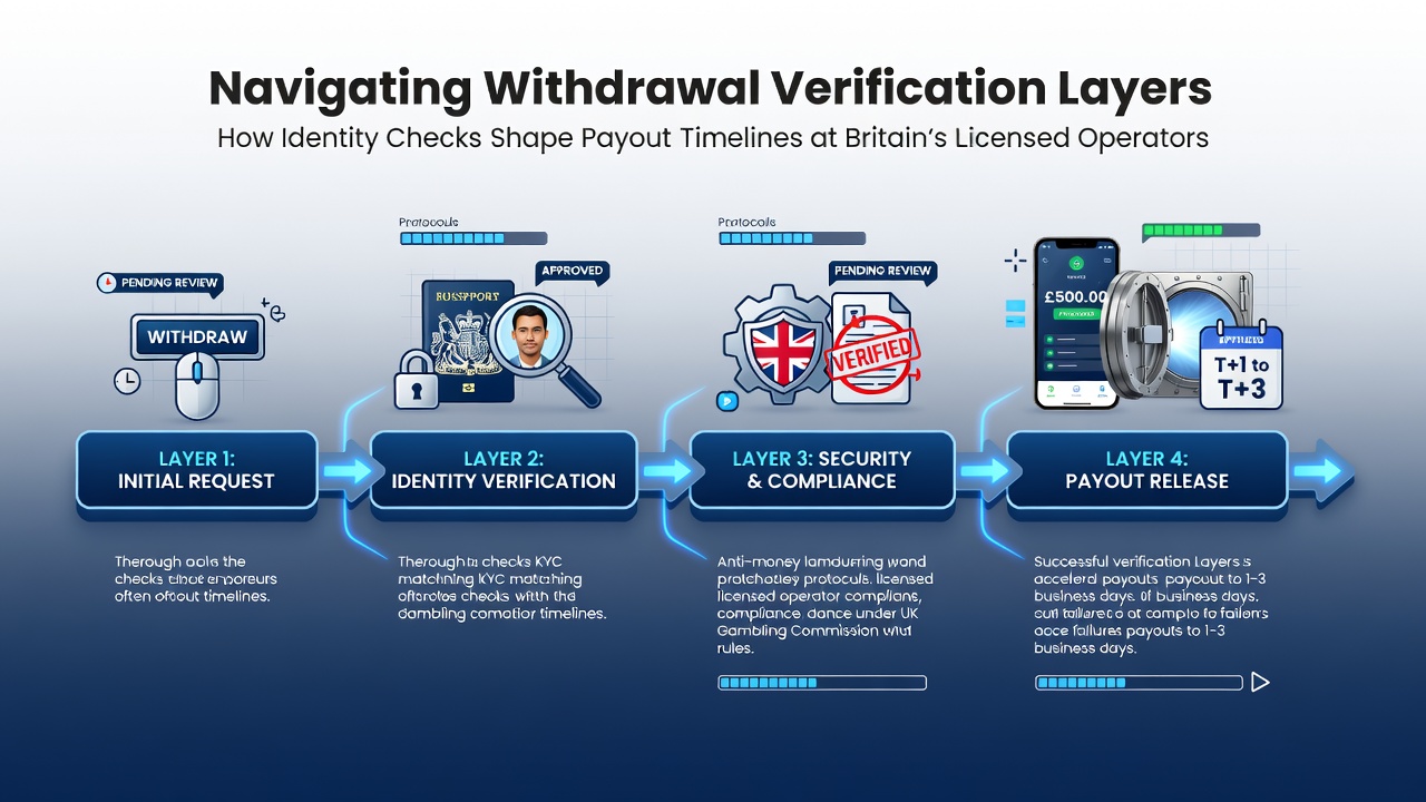 Illustration of identity verification process at UK betting sites showing document upload and facial recognition steps