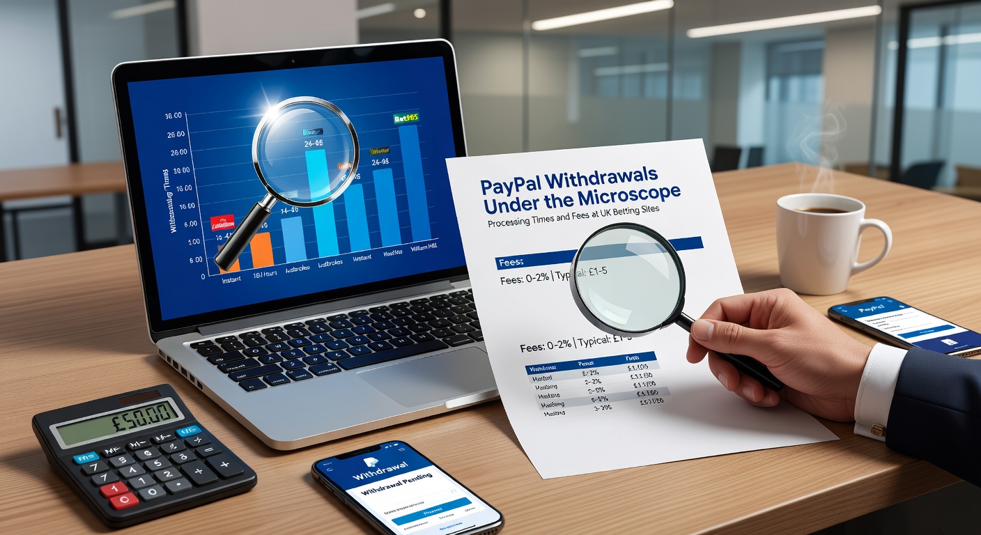Illustration of PayPal app on a mobile device showing withdrawal confirmation at a UK betting site