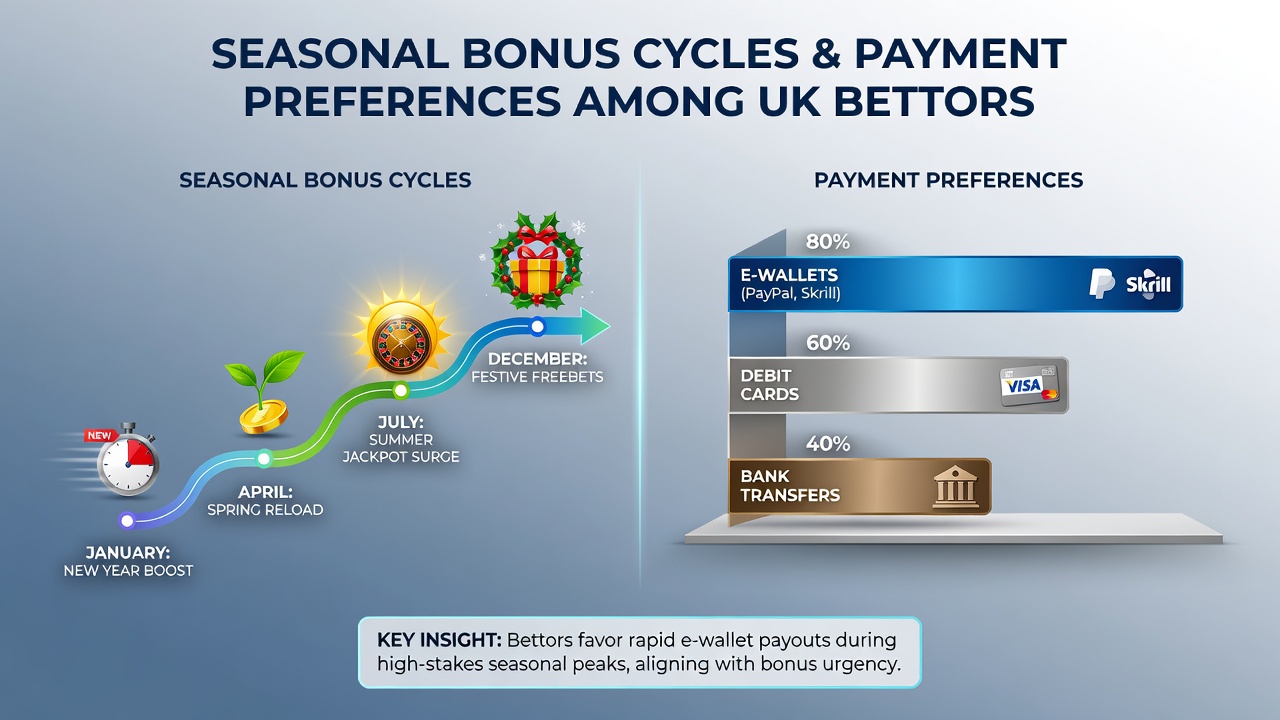 UK bettors reviewing seasonal promotions and payment options on mobile devices during peak betting periods