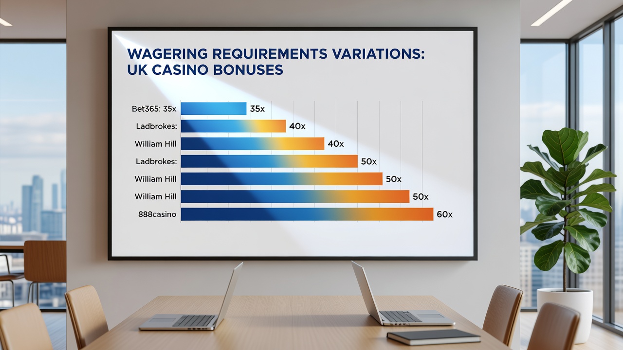 Detailed comparison chart of wagering multiples and game contributions at UK casino sites